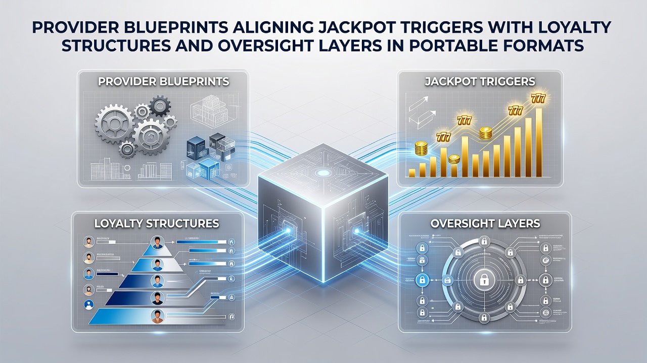 Illustration von mobilen Slot-Provider-Blaupausen mit integrierten Jackpot- und Treuesystemen